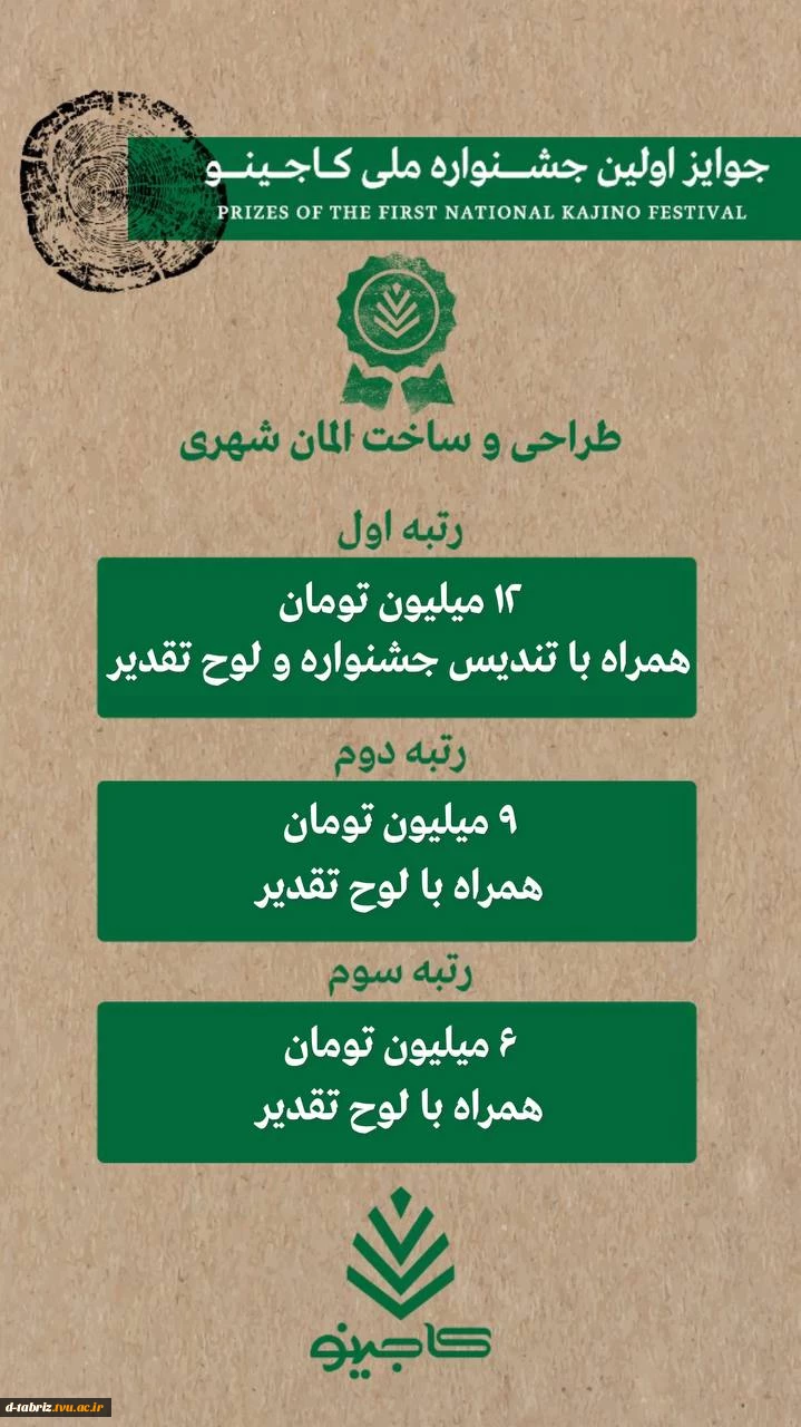 جوایزه اولین جشنواره ملی کاجینو 2