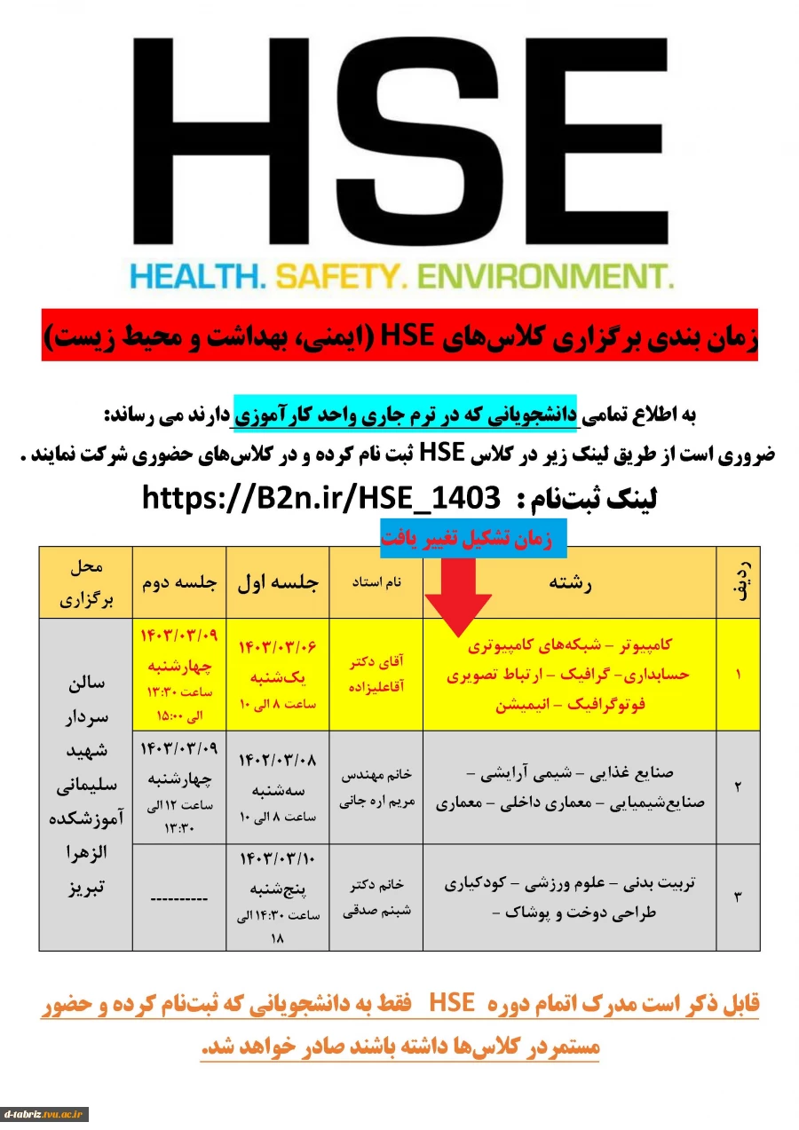 برگزاری دوره HSE 2